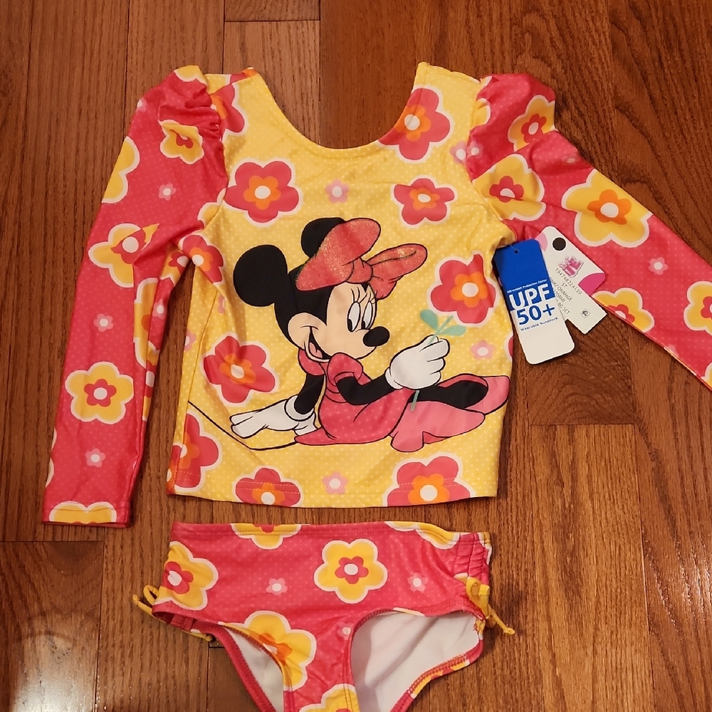 Disney Kids Rashguard Set - Pink and Yellow Floral
